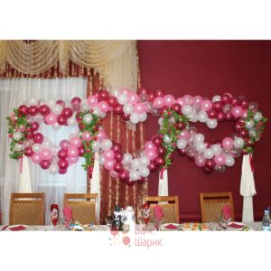 Оформление свадьбы воздушными шарами розовые сердца