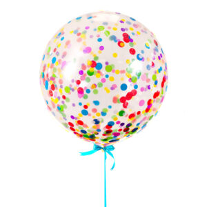 Большой прозрачный шар с разноцветными конфетти