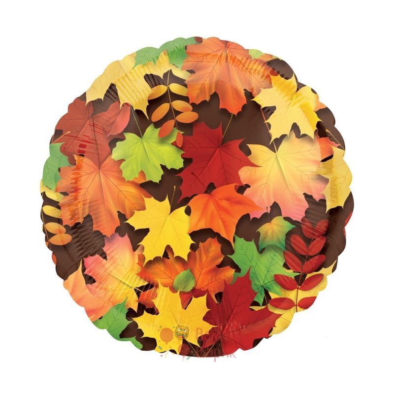 Фольгированный круглый шар кленовые листья