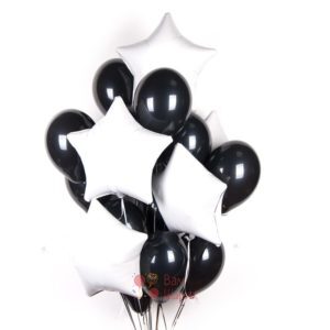 Композиция из черных шаров с белыми звездами