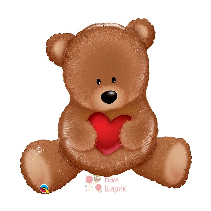 Фольгированная фигура медведь с сердцем