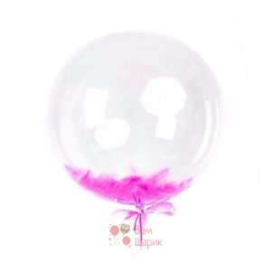 Кристальный шар Bubbles с фуксия перьями