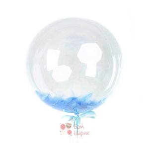 Кристальный шар Bubbles с голубыми перьями
