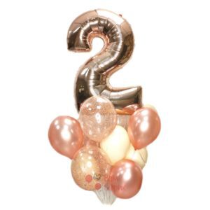 Воздушные шары на День рождения с цифрой розовое золото