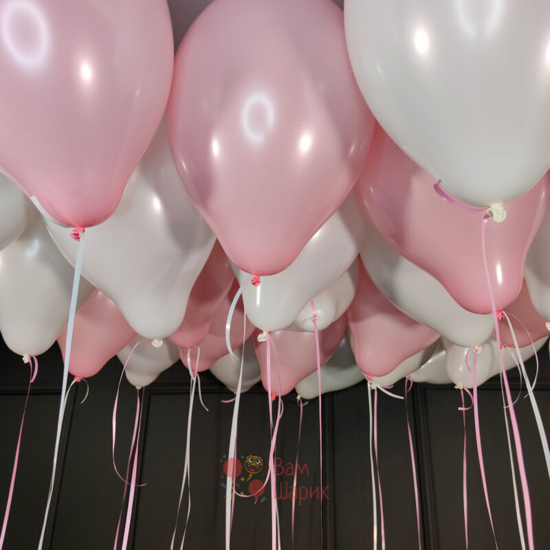Воздушные шары бело-розовые