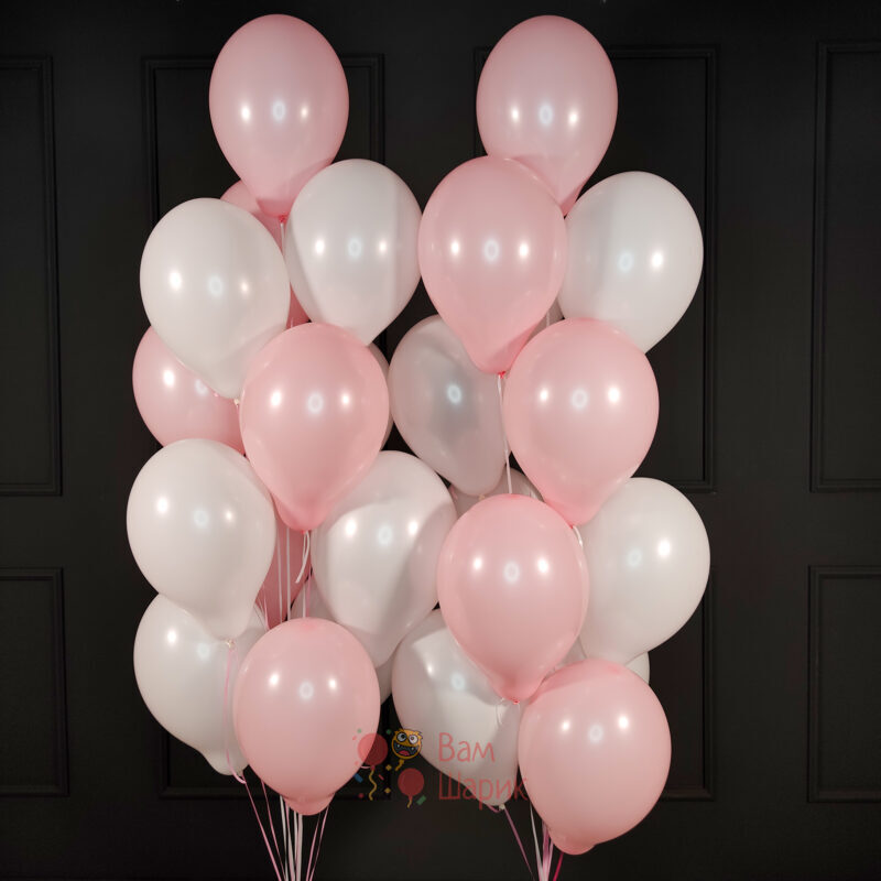 Воздушные шары бело-розовые