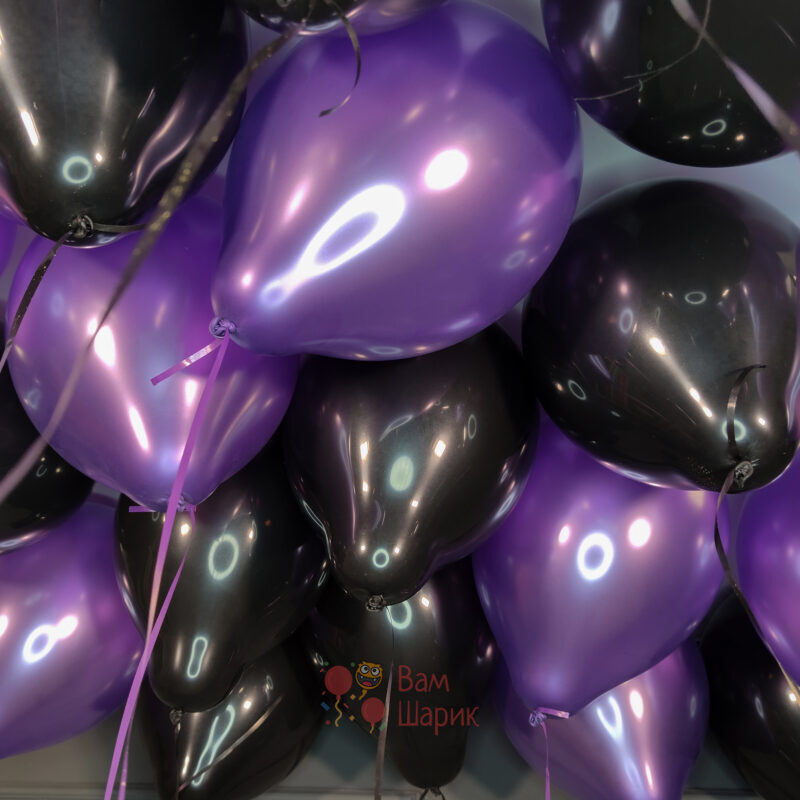 Облако черных и фиолетовых шаров металлик