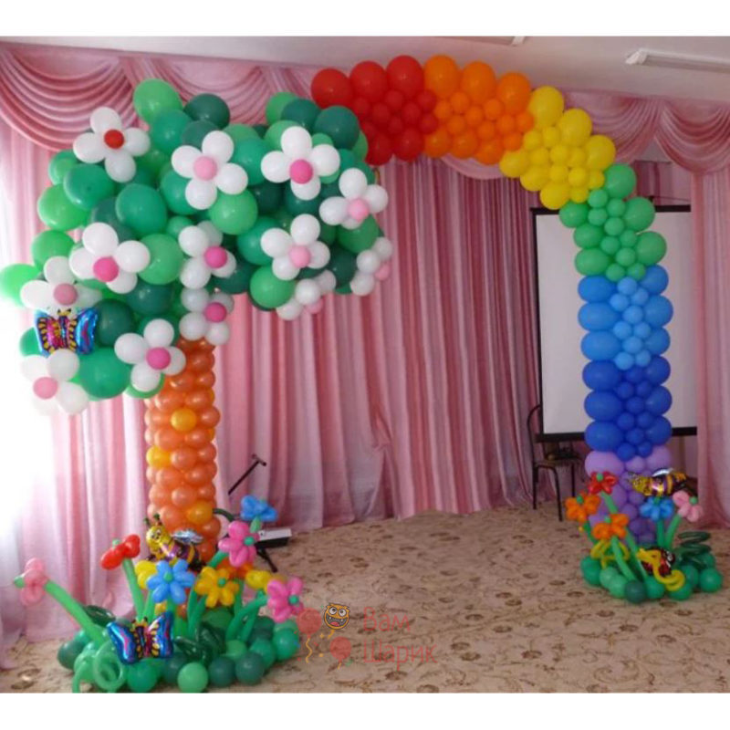 Оформление детского сада арка из шаров "Радуга"