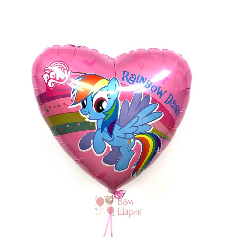 Фольгированное сердце My little pony розовое