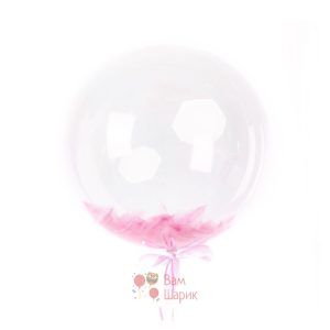 Кристальный шар Bubbles с розовыми перьями