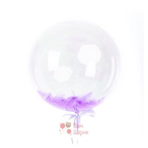 Кристальный шар Bubbles с сиреневыми перьями
